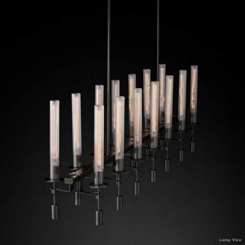 Fontanelle Modernist Glass Linear Chandelier 66"