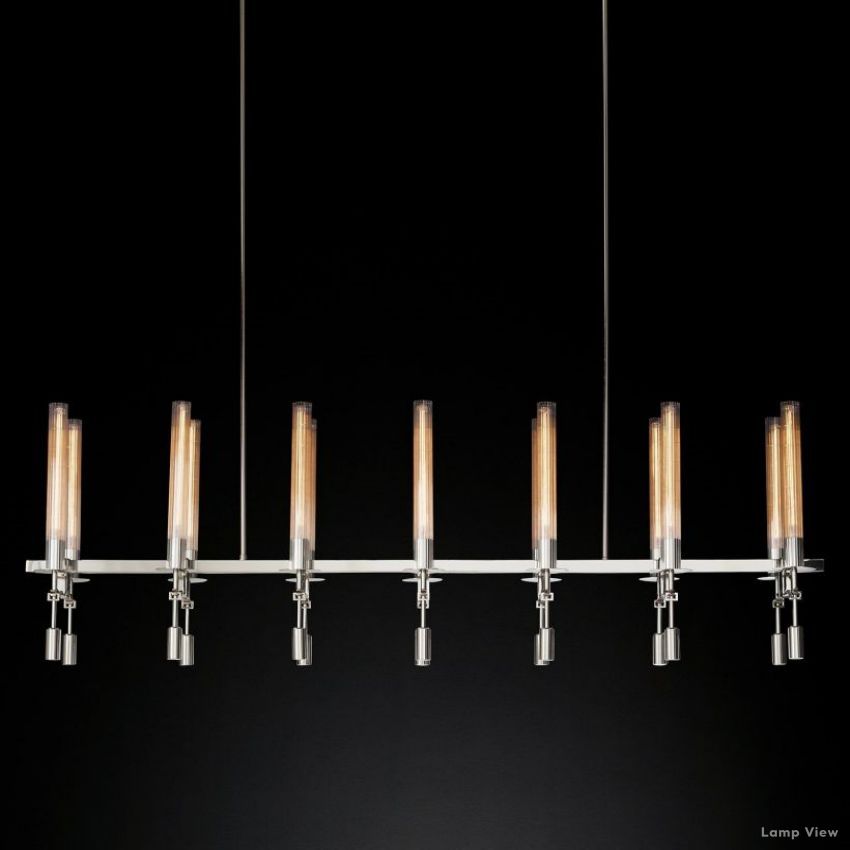 Fontanelle Modernist Glass Linear Chandelier 66"