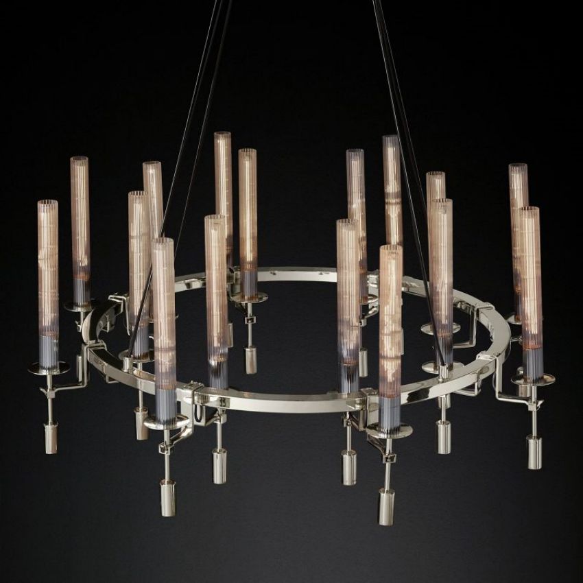 Fontanelle Modernist Glass Round Chandelier 46"