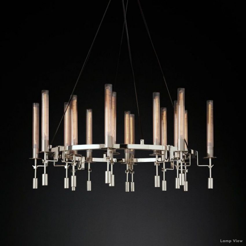 Fontanelle Modernist Glass Round Chandelier 46"