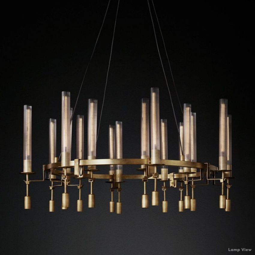 Fontanelle Modernist Glass Round Chandelier 46"