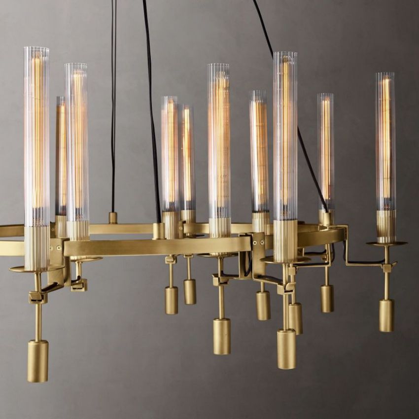 Fontanelle Modernist Glass Round Chandelier 58"