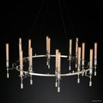 Fontanelle Modernist Glass Round Chandelier 58"
