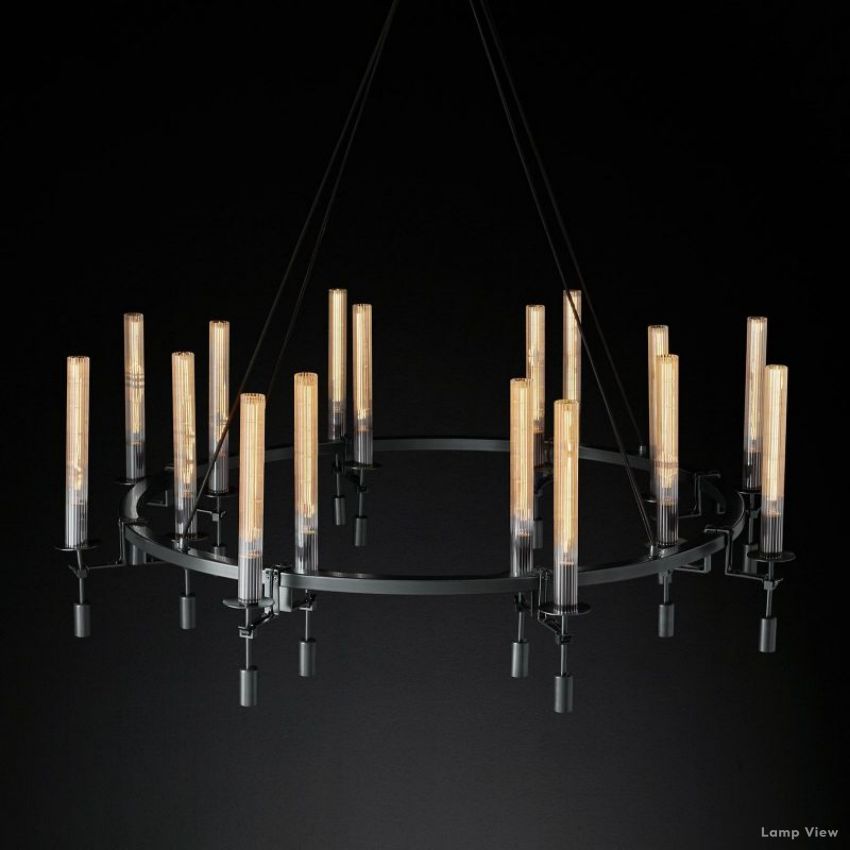 Fontanelle Modernist Glass Round Chandelier 58"