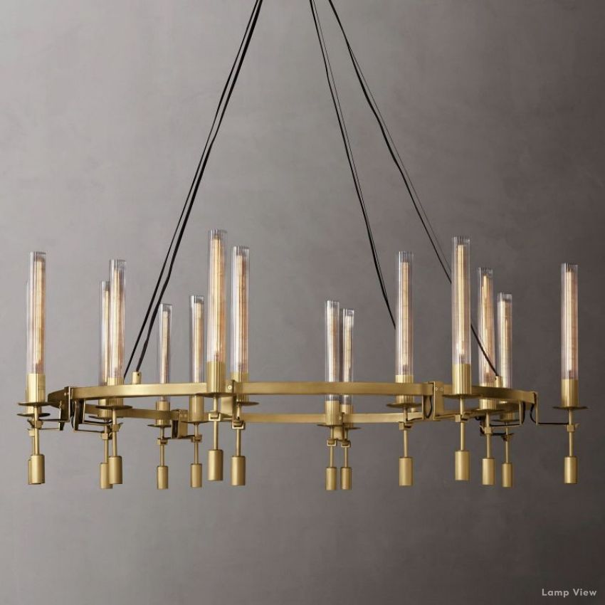 Fontanelle Modernist Glass Round Chandelier 58"