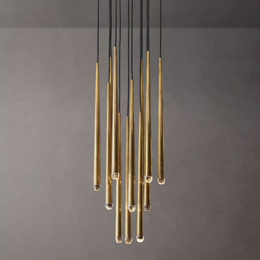 Aquitaine Conical Brass Round Chandelier 18"