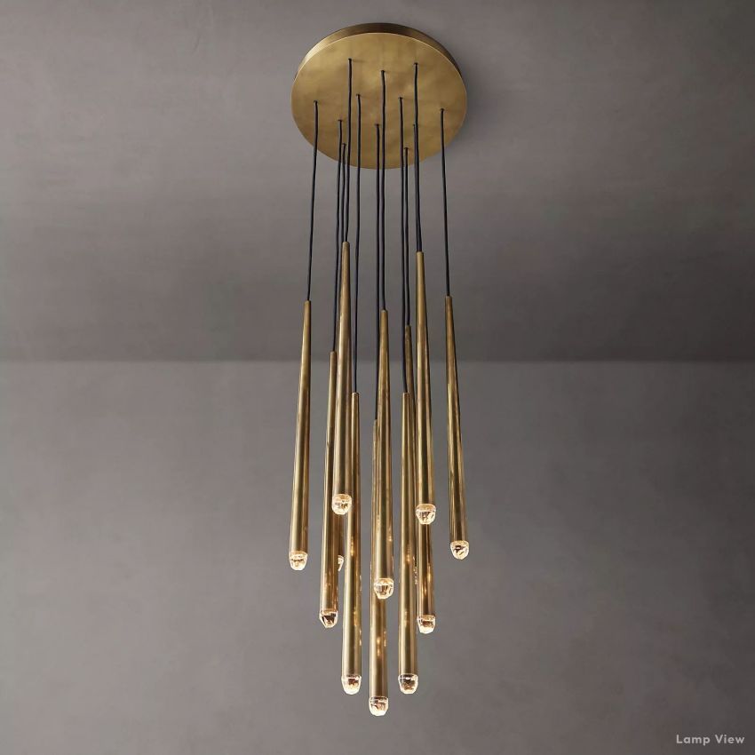 Aquitaine Conical Brass Round Chandelier 30"