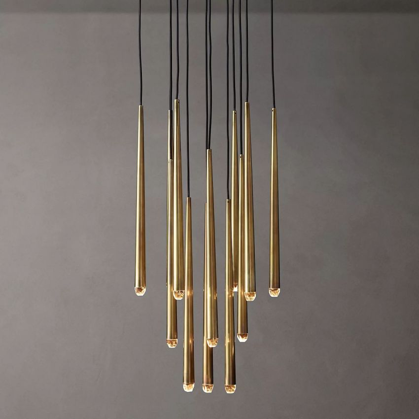 Aquitaine Conical Brass Round Chandelier 24"