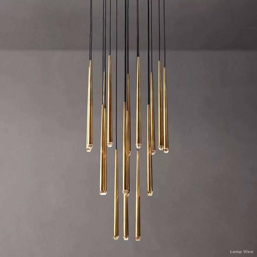 Aquitaine Conical Brass Round Chandelier 30"