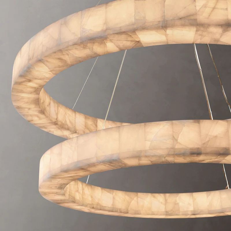 Rivage Lueur Alabaster Two-Tier Round Chandelier 60"
