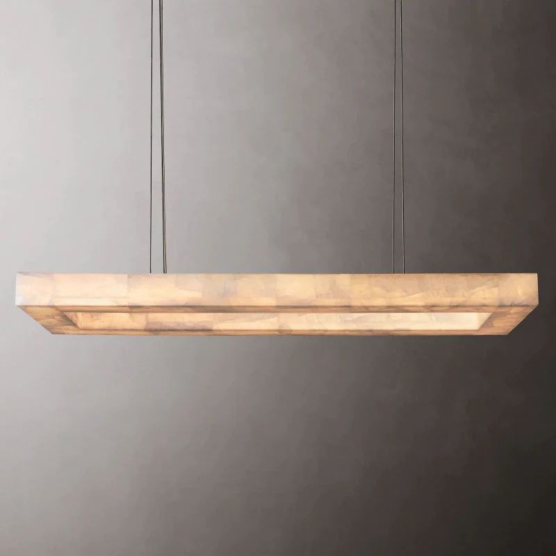 Rivage Lueur Alabaster Rectangular Chandelier 54"