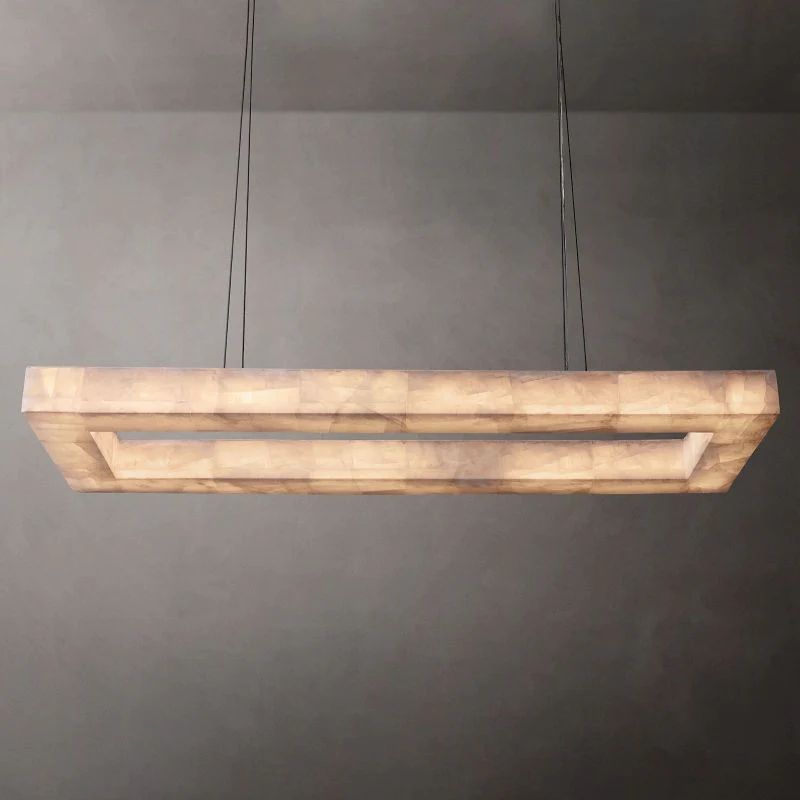 Rivage Lueur Alabaster Rectangular Chandelier 72"