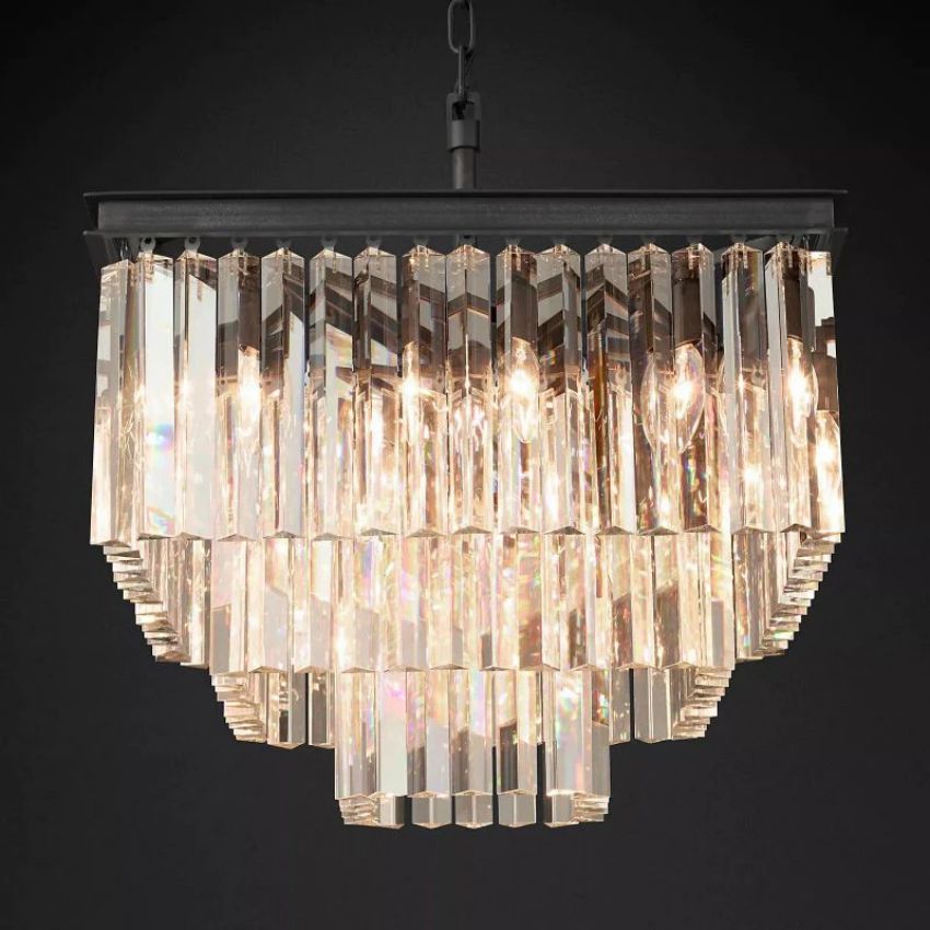 Odeon Layered Crystal Square Chandelier 22"