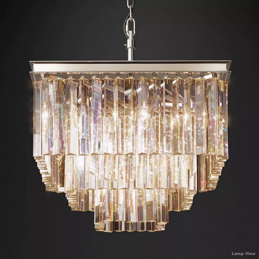 Odeon Layered Crystal Square Chandelier 22"