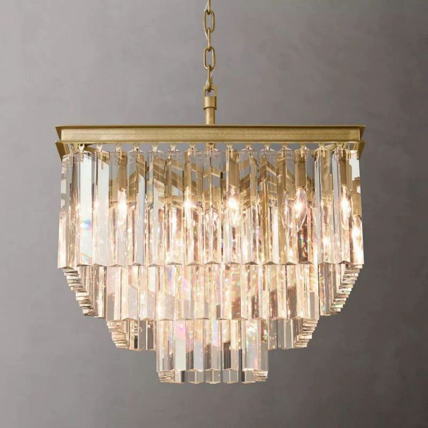 Odeon Layered Crystal Square Chandelier 22"