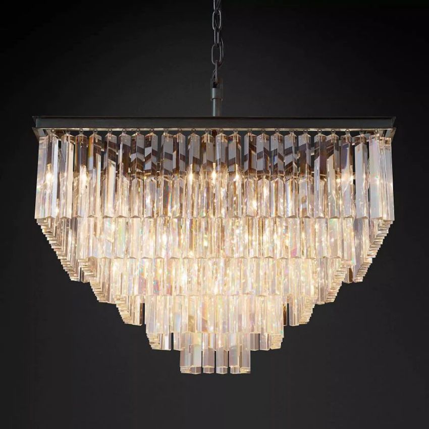 Odeon Layered Crystal Square Chandelier 34"