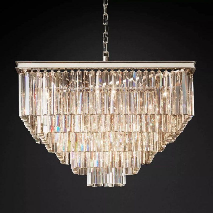 Odeon Layered Crystal Square Chandelier 34"