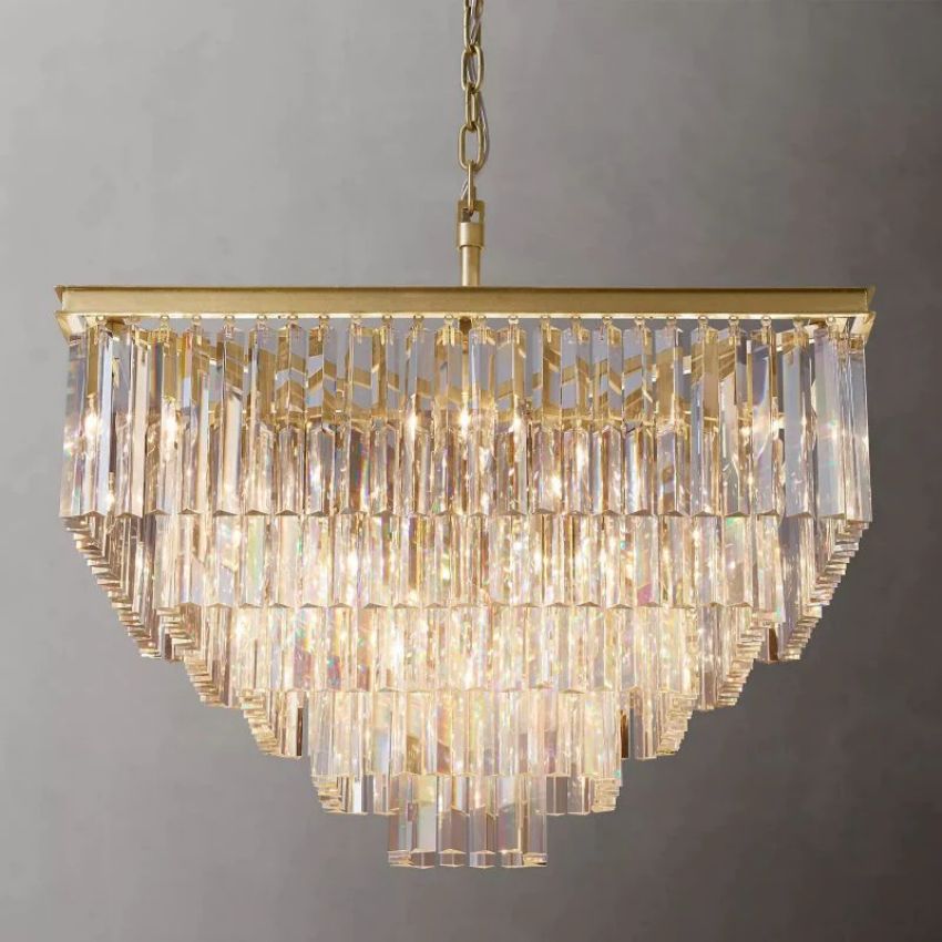 Odeon Layered Crystal Square Chandelier 34"