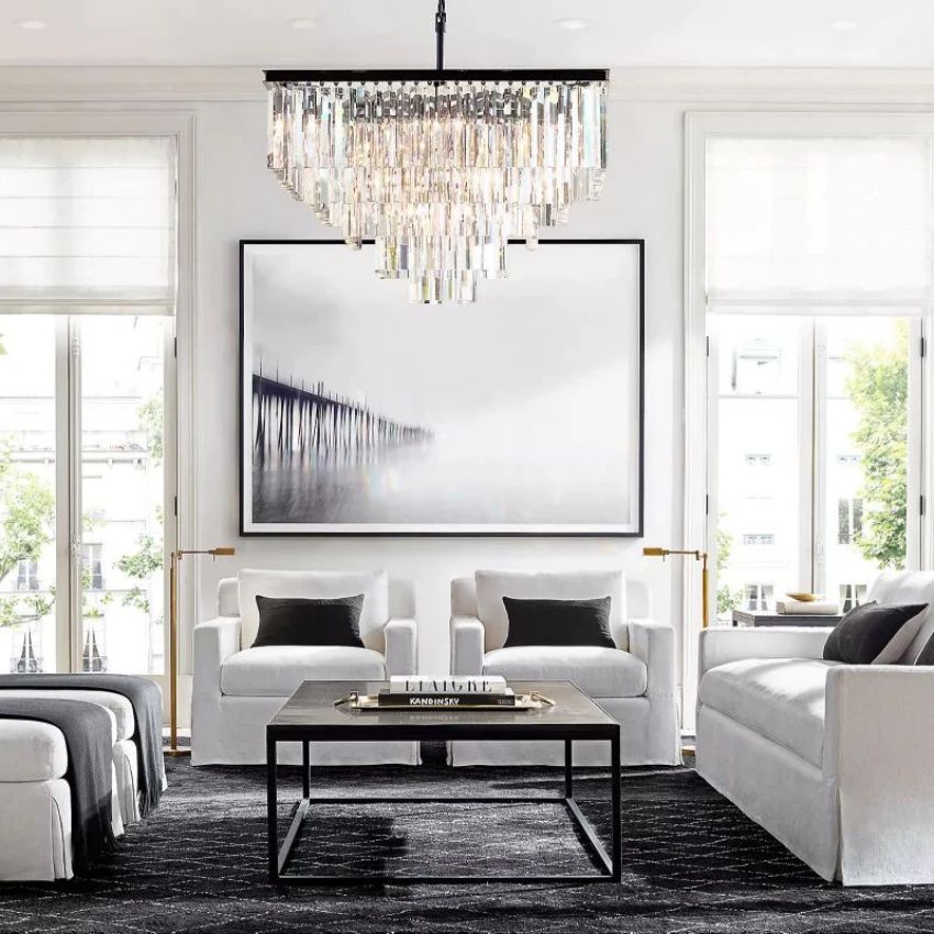 Odeon Layered Crystal Square Chandelier 34"
