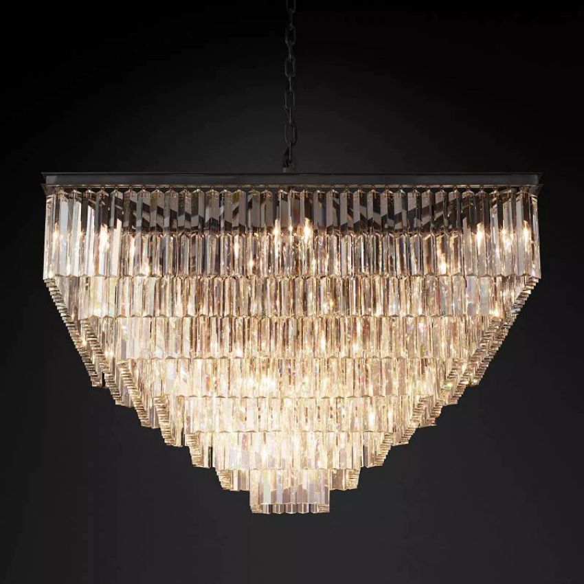 Odeon Layered Crystal Square Chandelier 47"