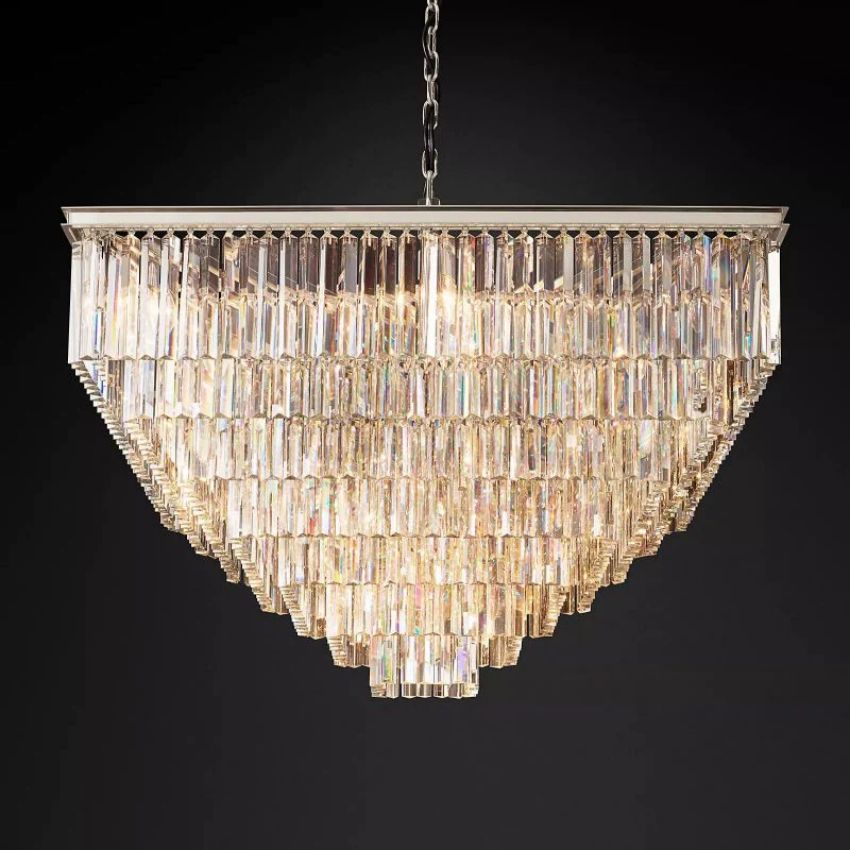Odeon Layered Crystal Square Chandelier 47"