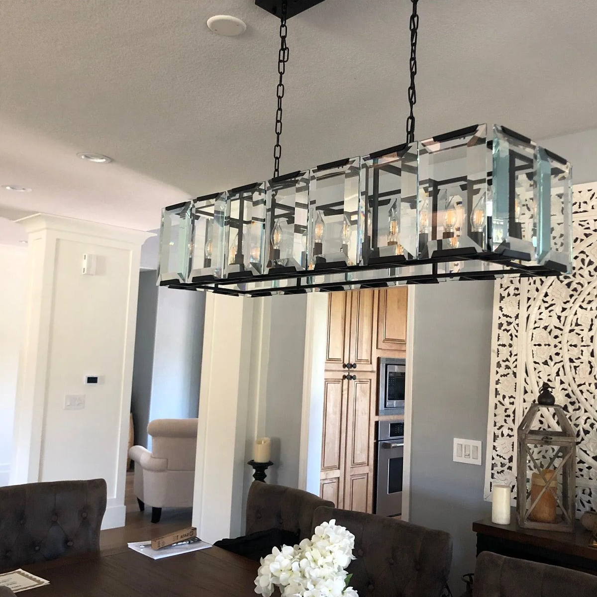 Harlow Chiseled Crystal Rectangle Chandelier 42"