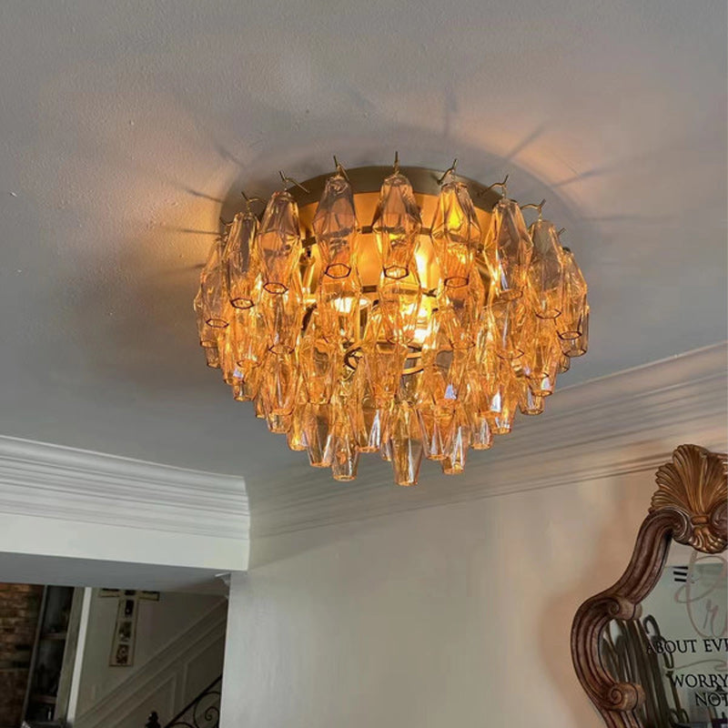 Chiara Lustrous Glass Flush Mount 17"