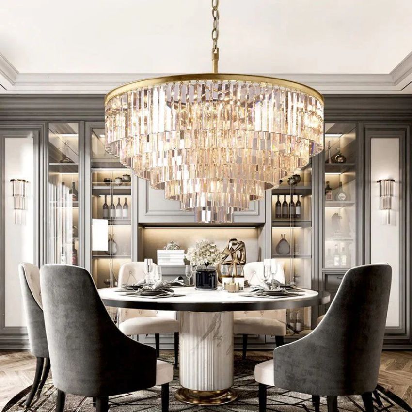 Odeon Layered Crystal Round Chandelier 44"