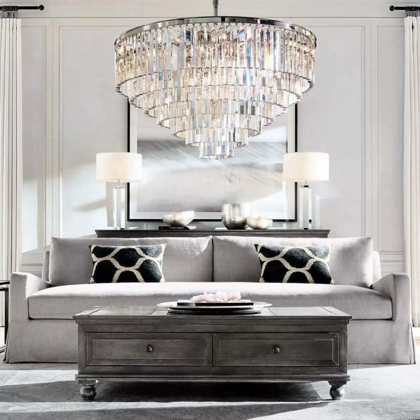 Odeon Layered Crystal Round Chandelier 44"