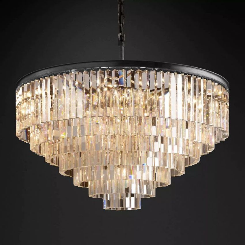Odeon Layered Crystal Round Chandelier 44"