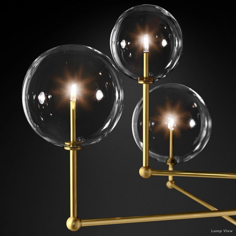 Callene Offset Globe Three-Arm Chandelier 46"