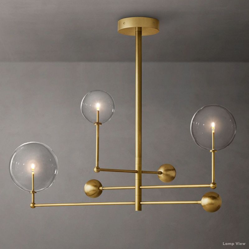 Callene Offset Globe Three-Arm Chandelier 46"