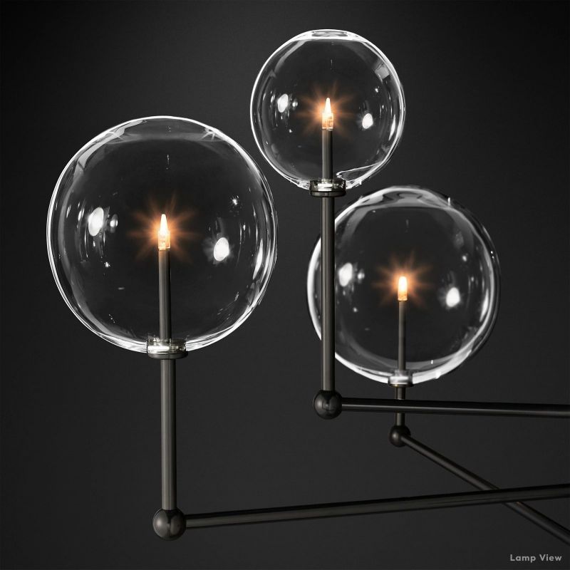 Callene Offset Globe Three-Arm Chandelier 46"