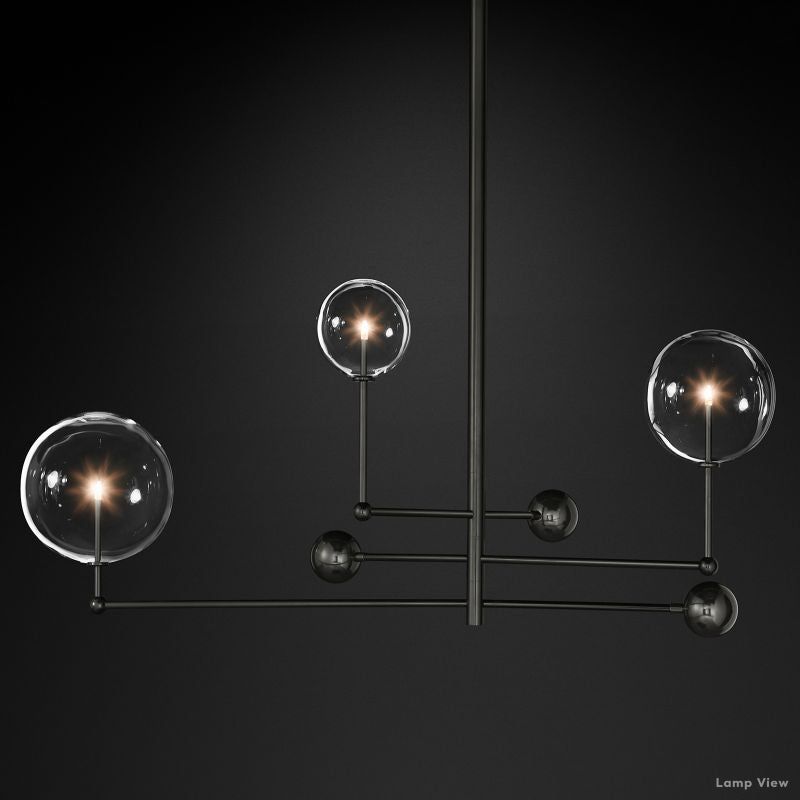 Callene Offset Globe Three-Arm Chandelier 46"