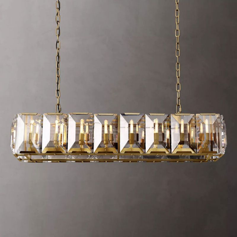 Harlow Chiseled Crystal Rectangle Chandelier 54"