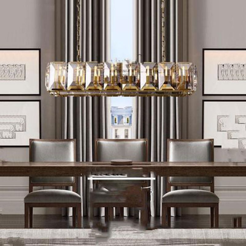 Harlow Chiseled Crystal Rectangle Chandelier 42"