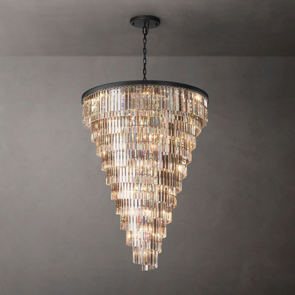 Odeon Layered Crystal Helix Chandelier