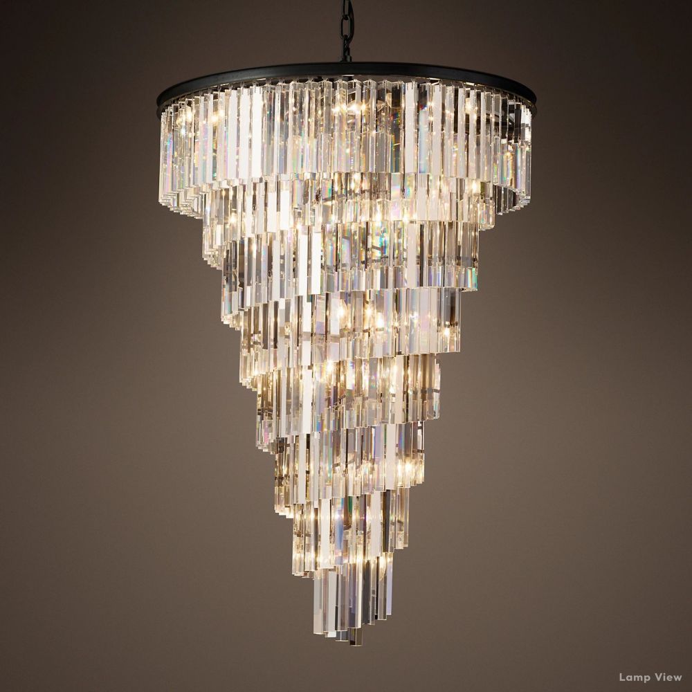 Odeon Layered Crystal Helix Chandelier
