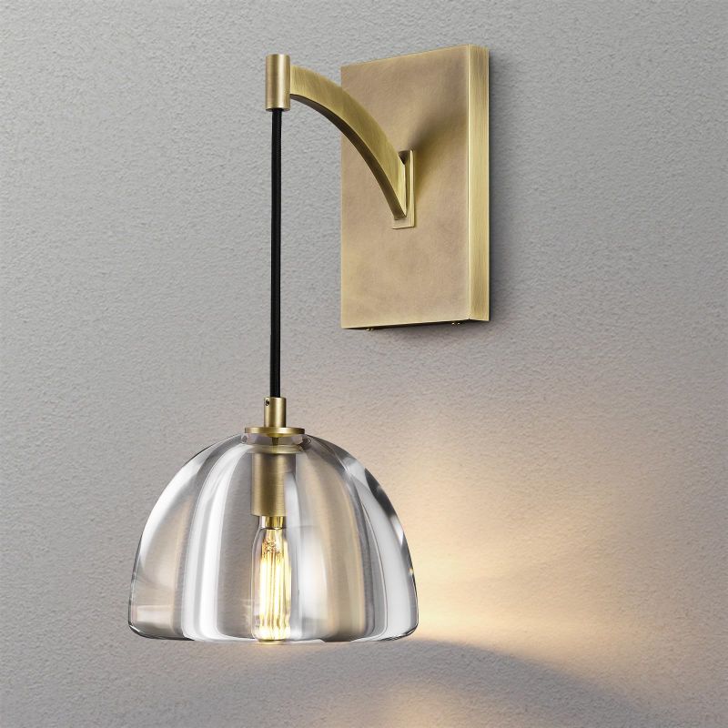 Hemisphere Domed Crystal Wall Sconce