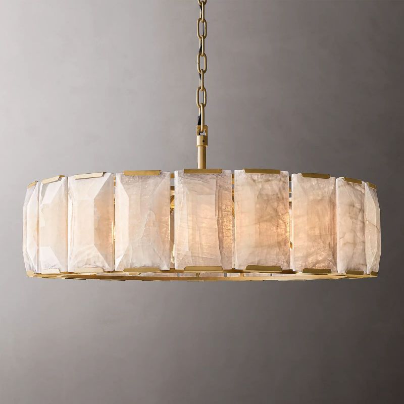 Harlow Chiseled Calcite Round Chandelier 43"