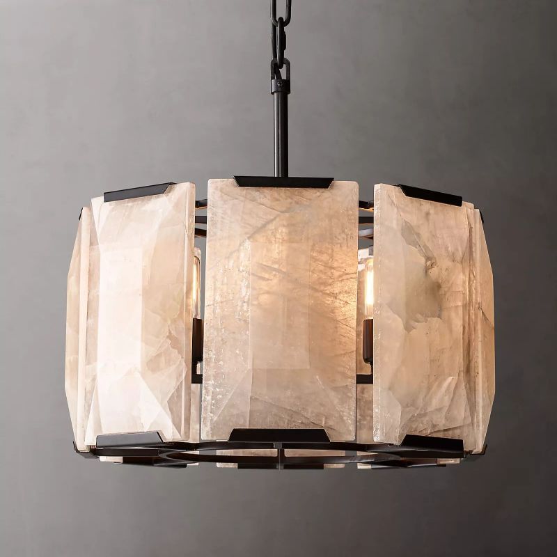 Harlow Chiseled Calcite Round Chandelier 19"