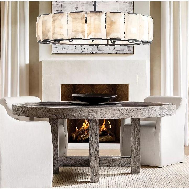 Harlow Chiseled Calcite Round Chandelier 43"