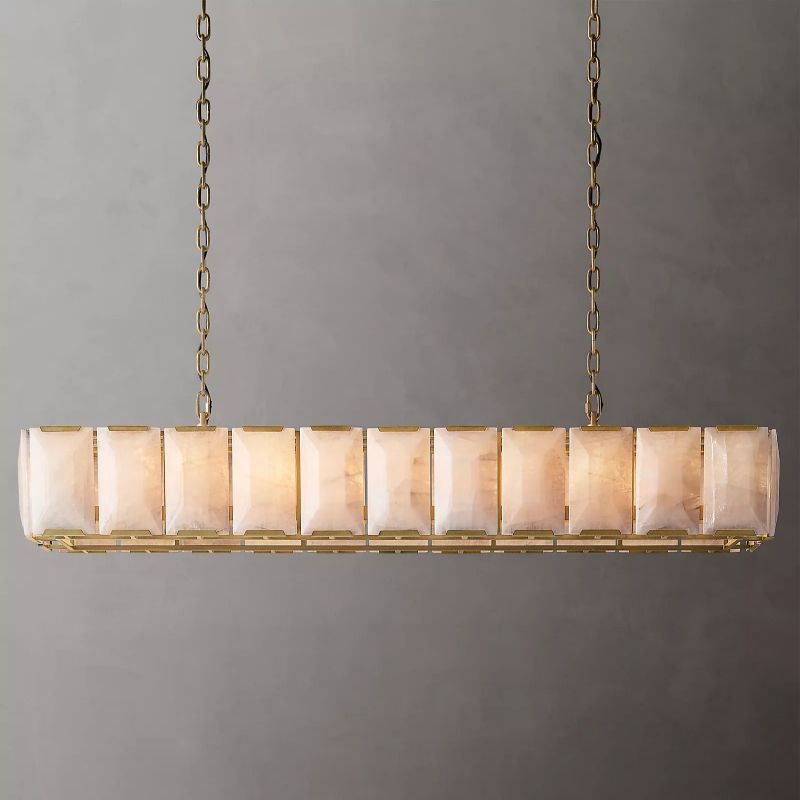 Harlow Chiseled Calcite Rectangle Chandelier 74"