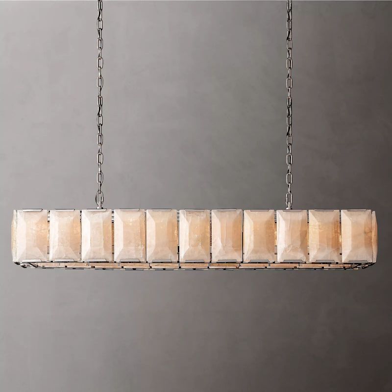 Harlow Chiseled Calcite Rectangle Chandelier 74"