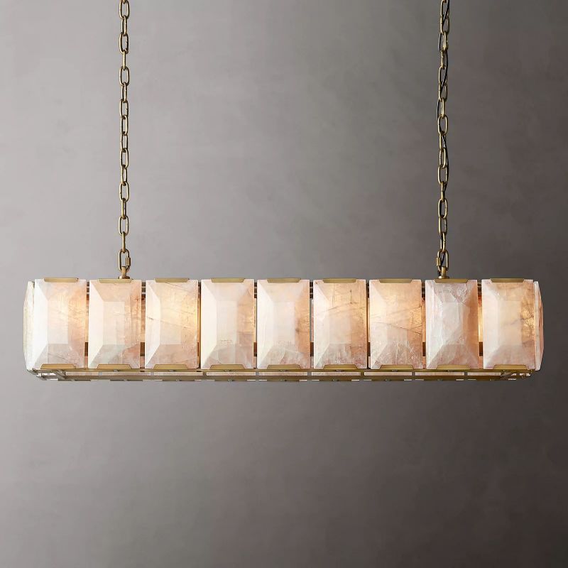 Harlow Chiseled Calcite Rectangle Chandelier 62"