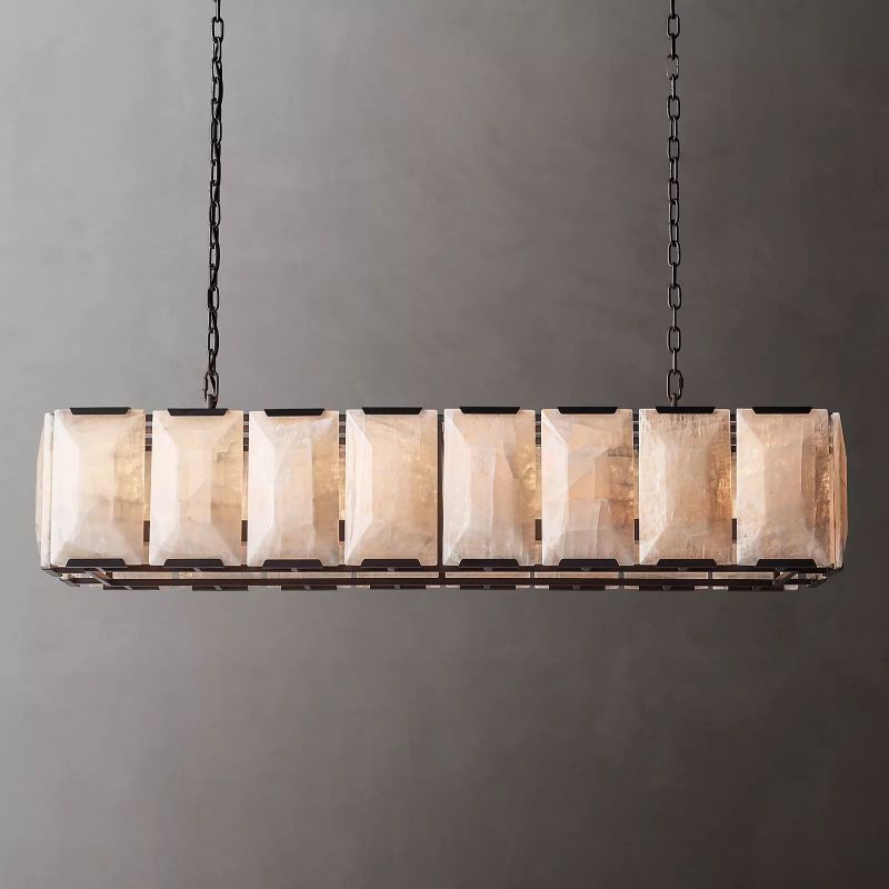 Harlow Chiseled Calcite Rectangle Chandelier 54"