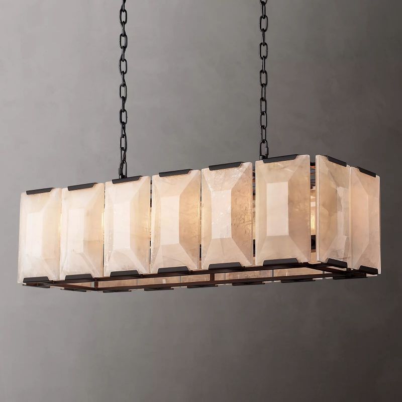 Harlow Chiseled Calcite Rectangle Chandelier 42"