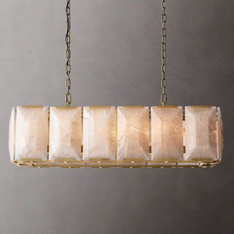 Harlow Chiseled Calcite Rectangle Chandelier 42"