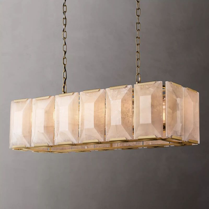 Harlow Chiseled Calcite Rectangle Chandelier 42"