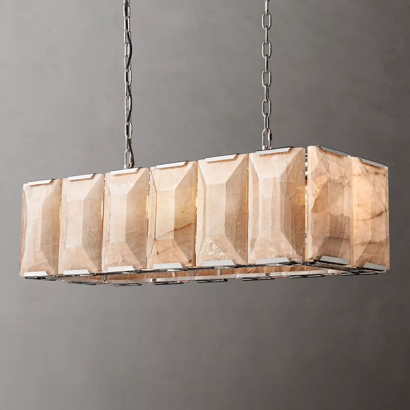 Harlow Chiseled Calcite Rectangle Chandelier 42"